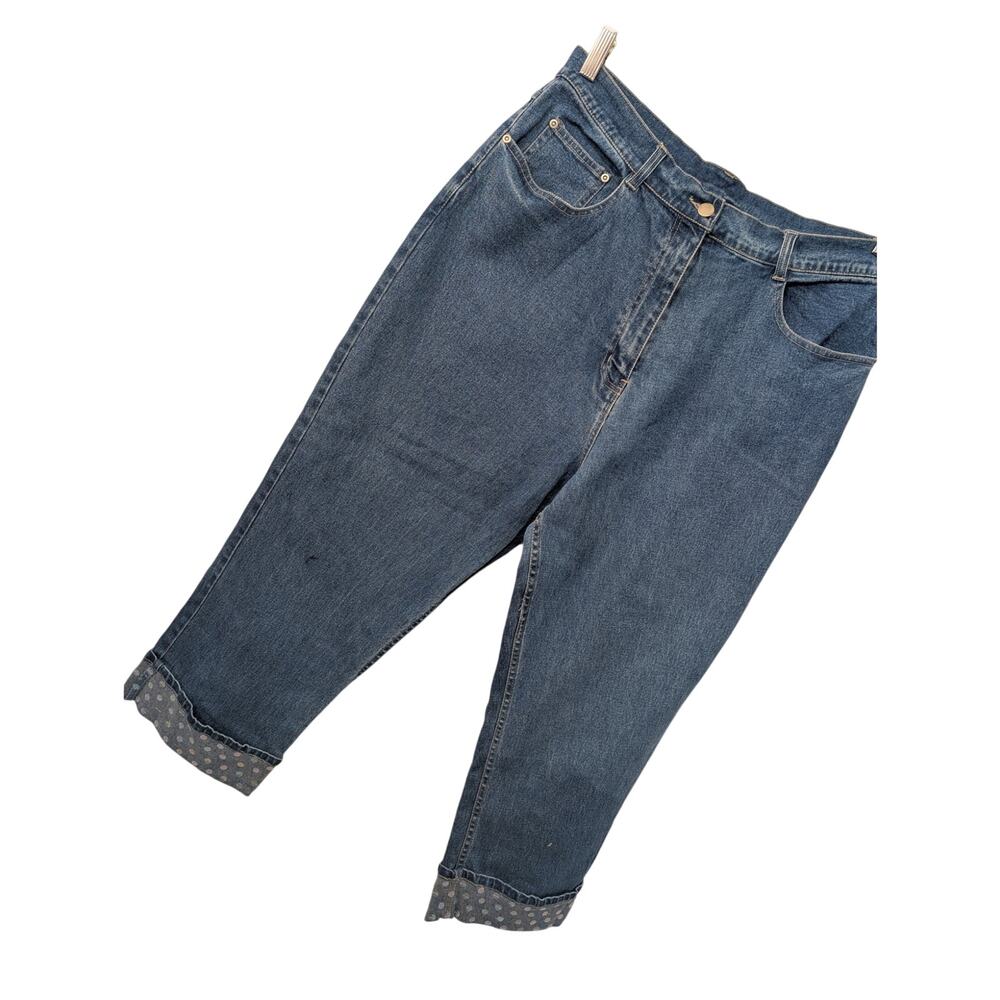 QUACKER FACTORY! ADORABLE BLUE DENIM, FOLD CUFF W/IRIDESCENT SEQUINS JEANS! 18W
